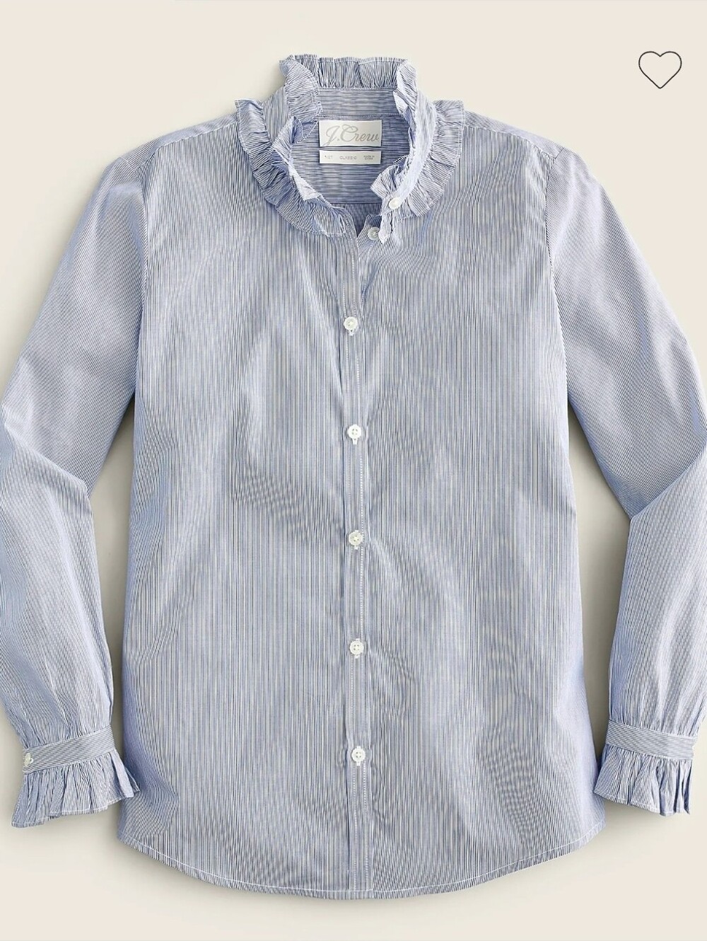 J. Crew Classic-fit ruffleneck shirt in stripe-size 8
